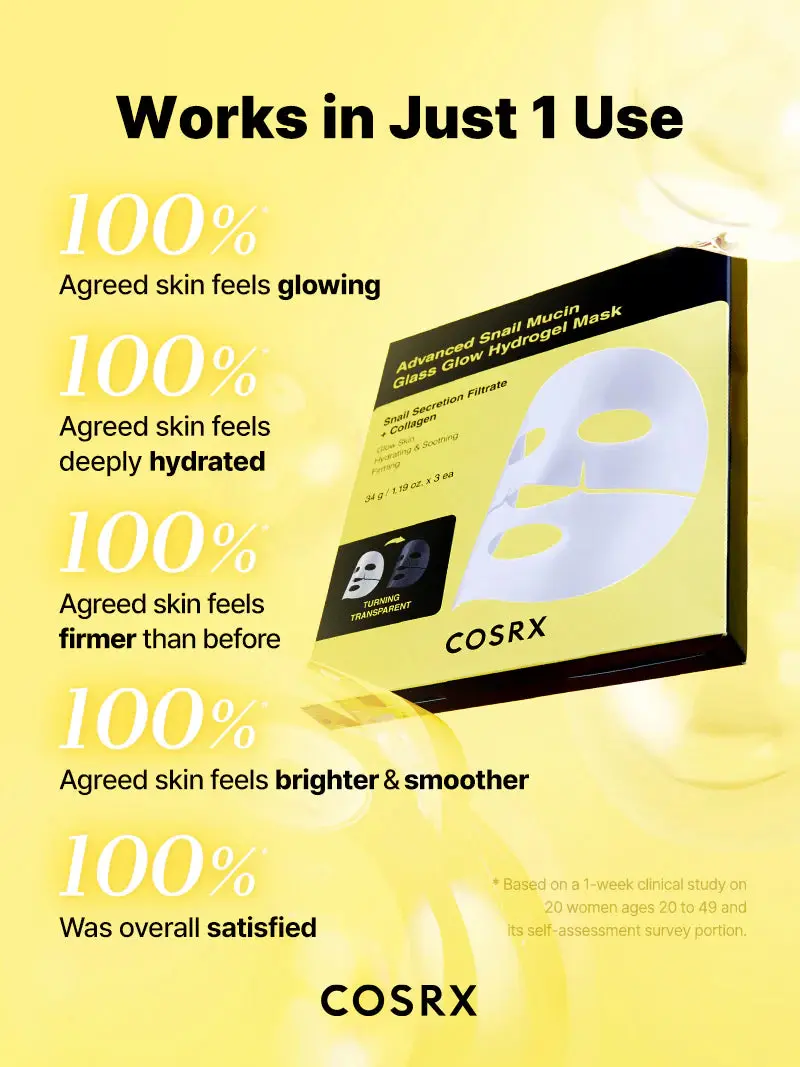 Advanced Snail Mucin Glass Glow Hydrogel Mask 3-Pack - Image 10