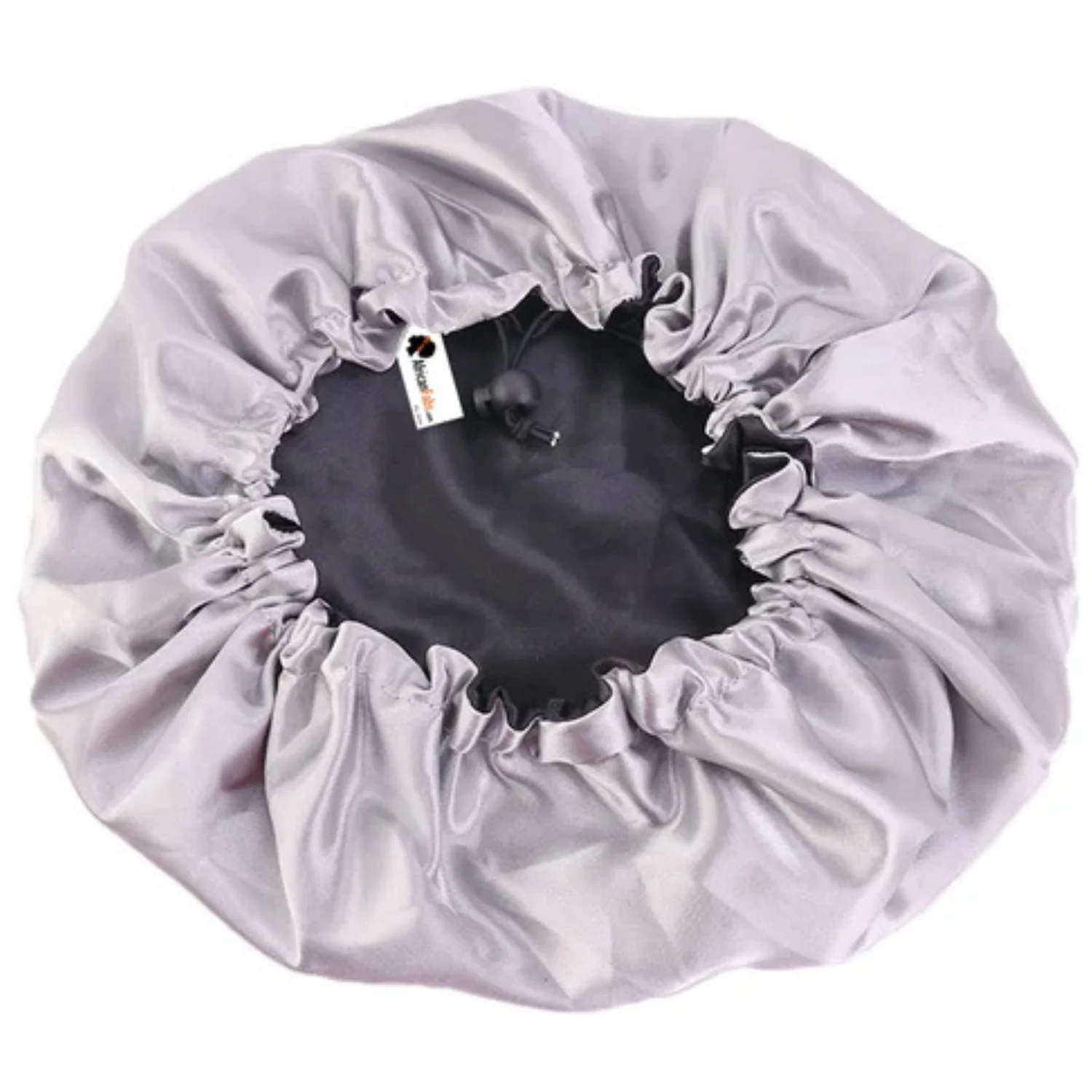 Black/Grey Satin Hair Bonnet Reversable