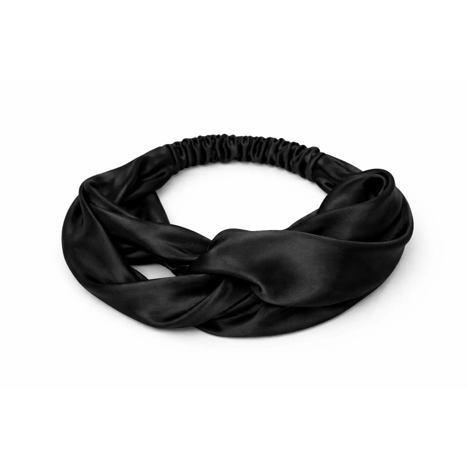 Satin Headband With Twist Black