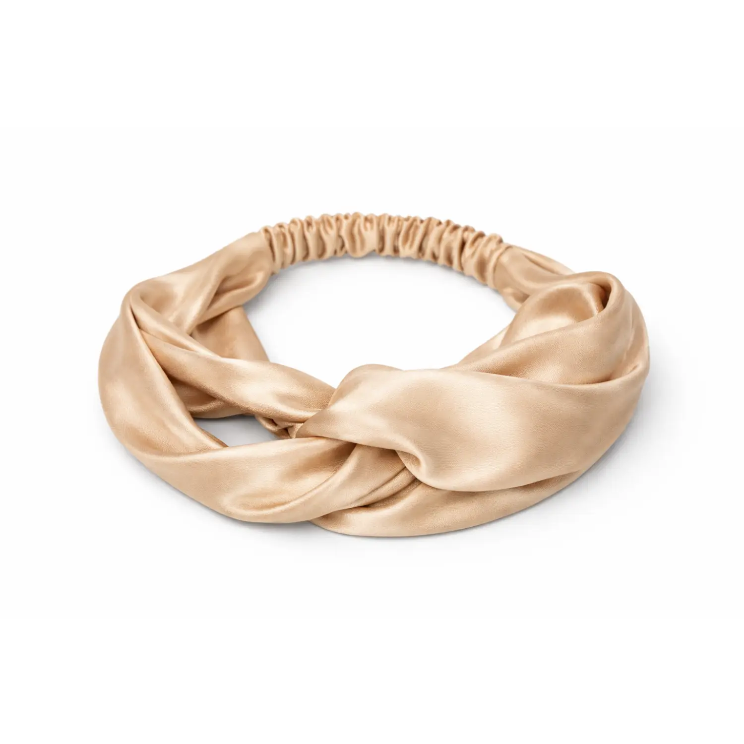 Satin Headband With Twist Khaki