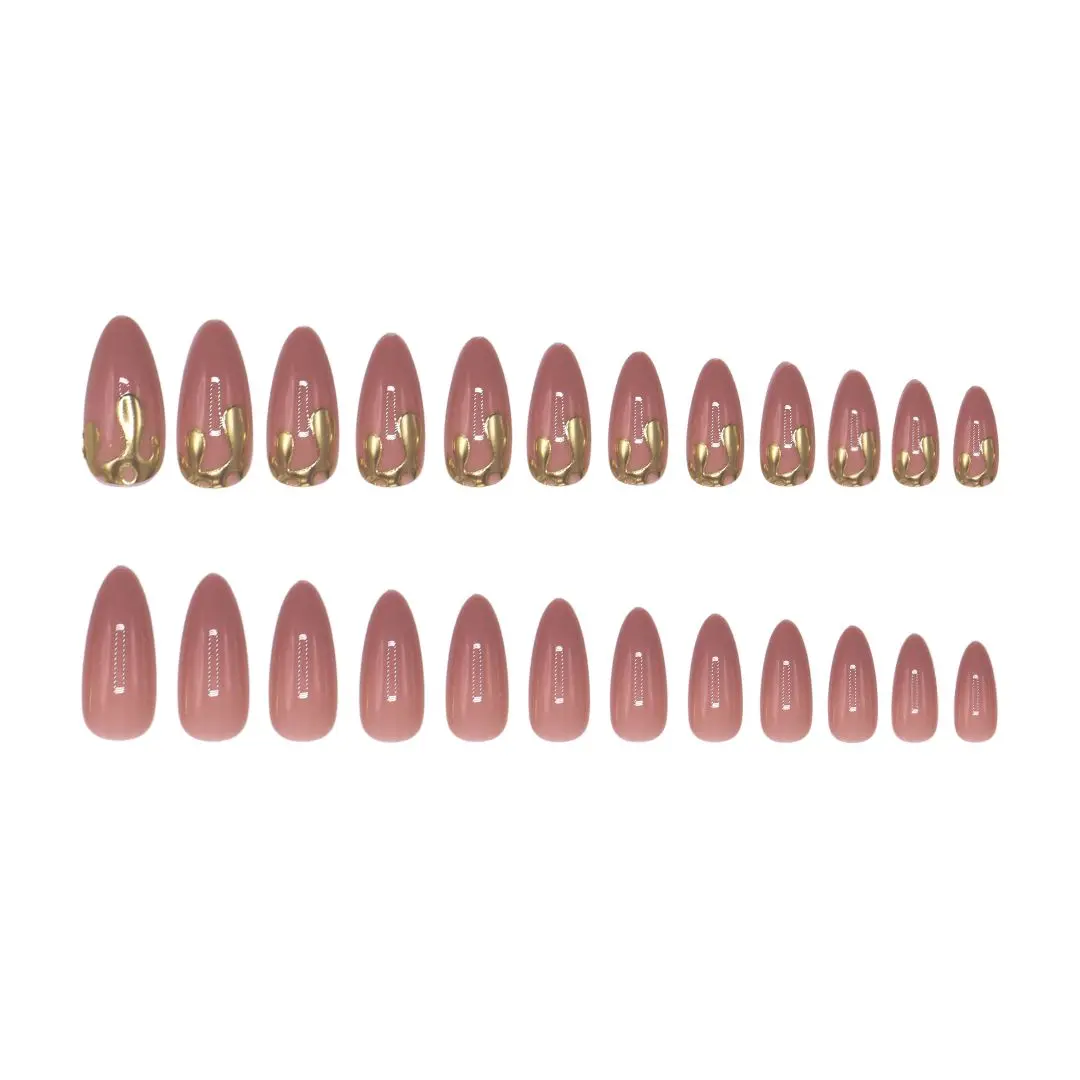 24 pcs Press On Nails Dripping Gold - Image 4