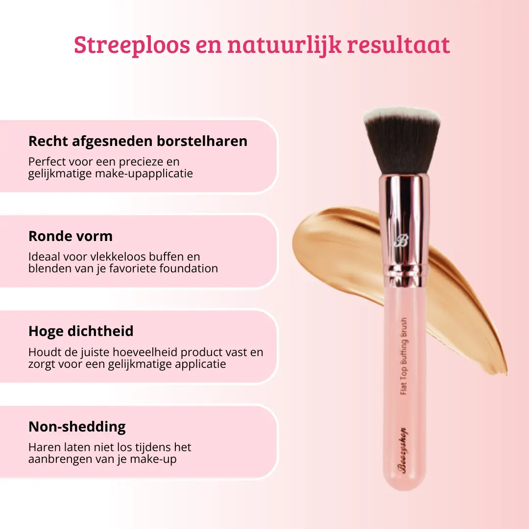 Pink & Rose Gold Flat Top Buffing Brush - Image 3