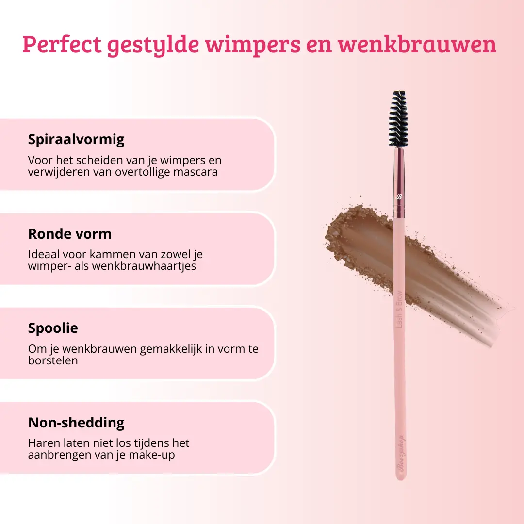 Pink & Rose Gold Lash & Brow Brush - Image 3