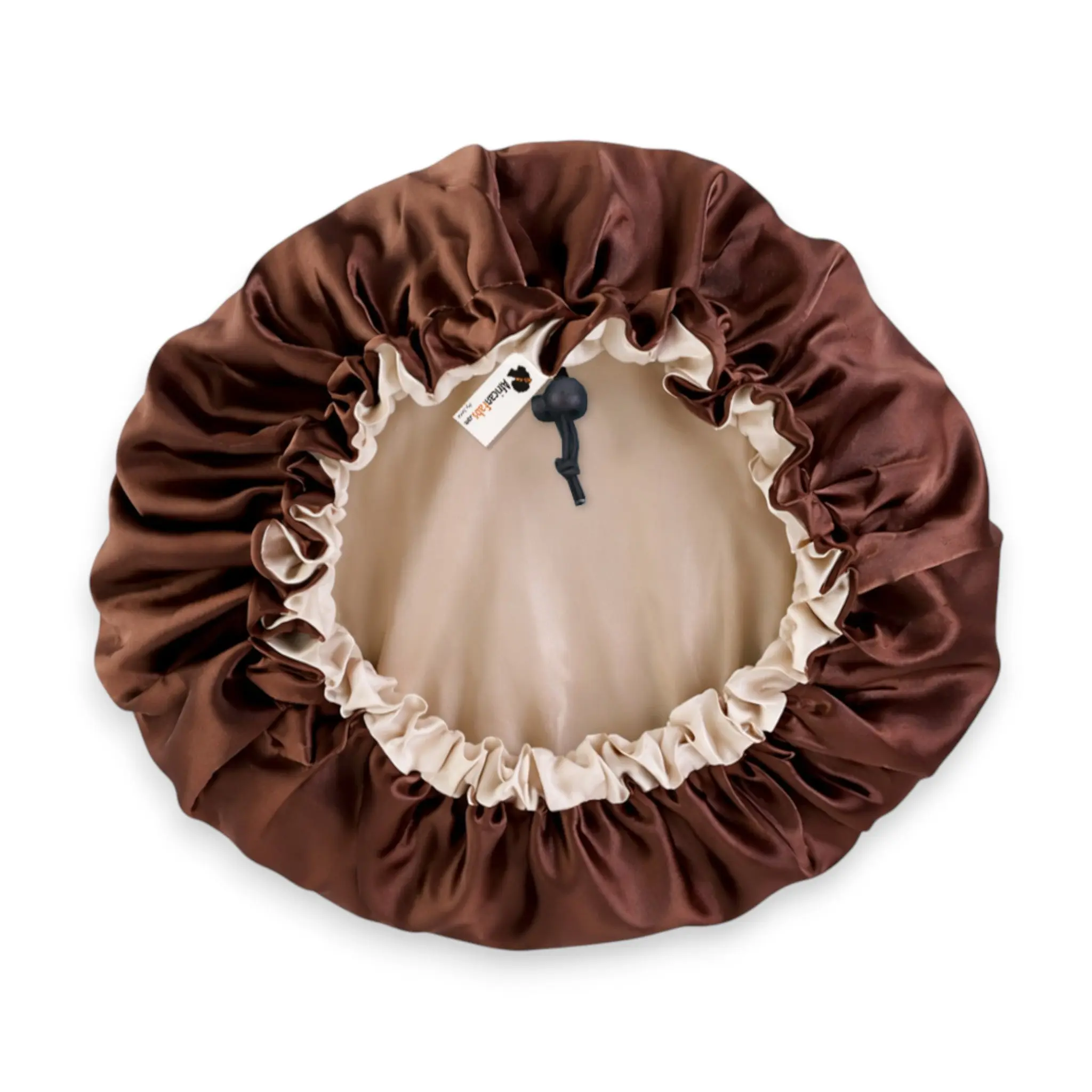 Chocolate Brown Satin Hair Bonnet Reversable