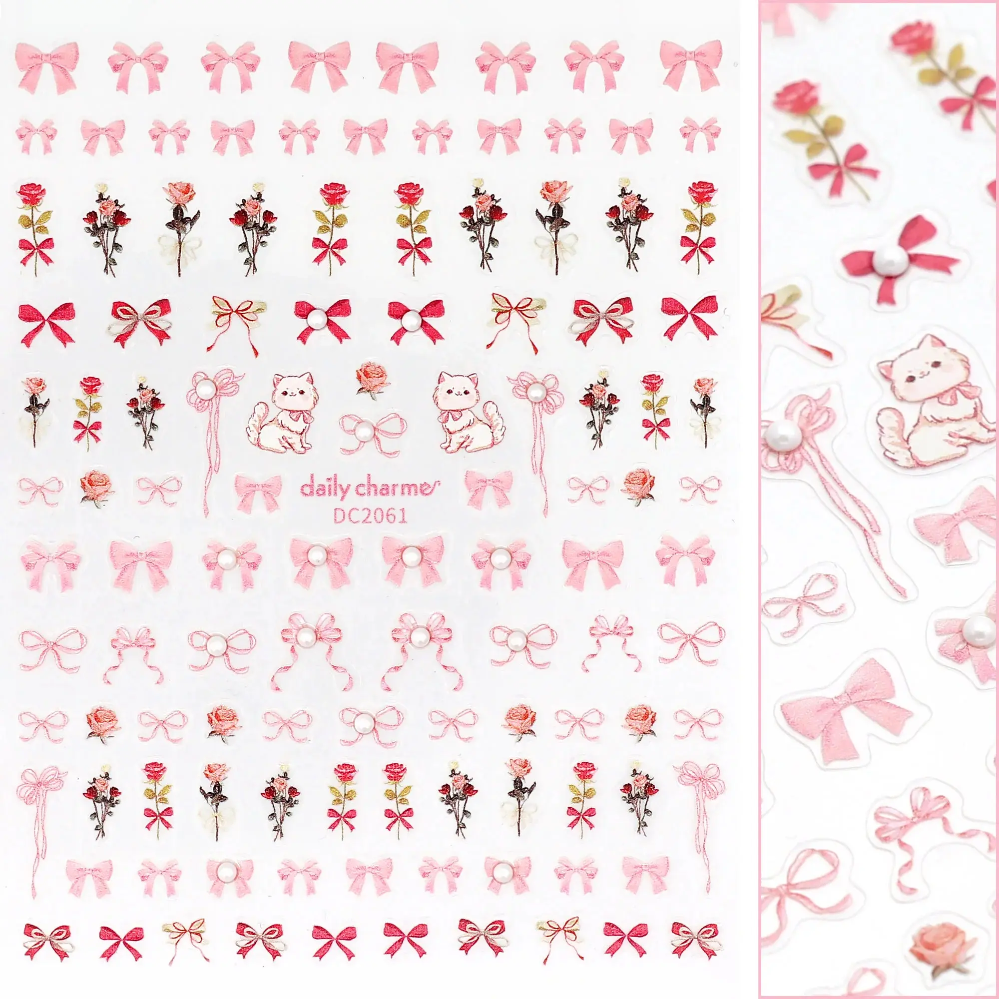 Bejeweled Nail Art Sticker Coquette Roses