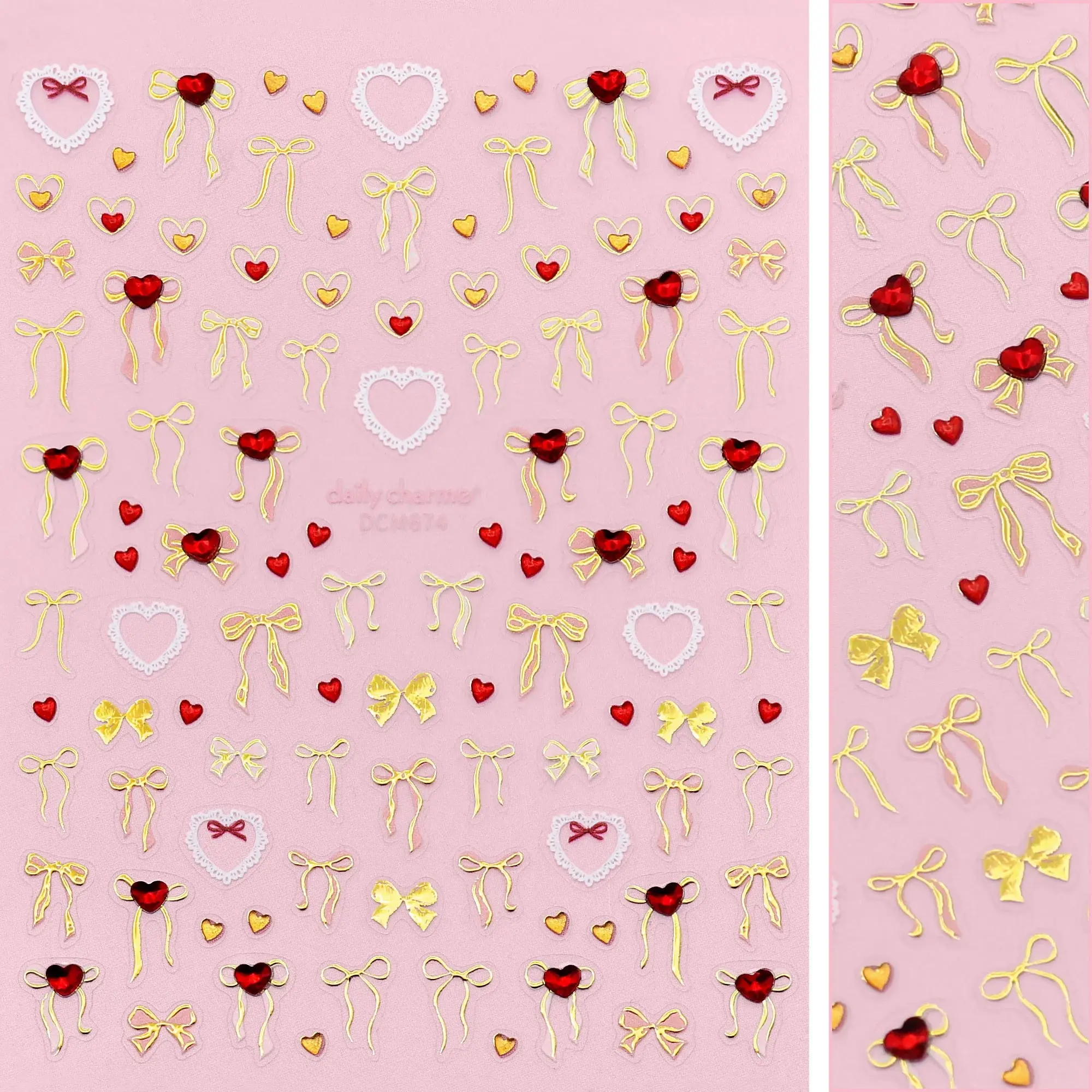 Valentine Bejeweled Nail Art Sticker Lovely Fairy Bows