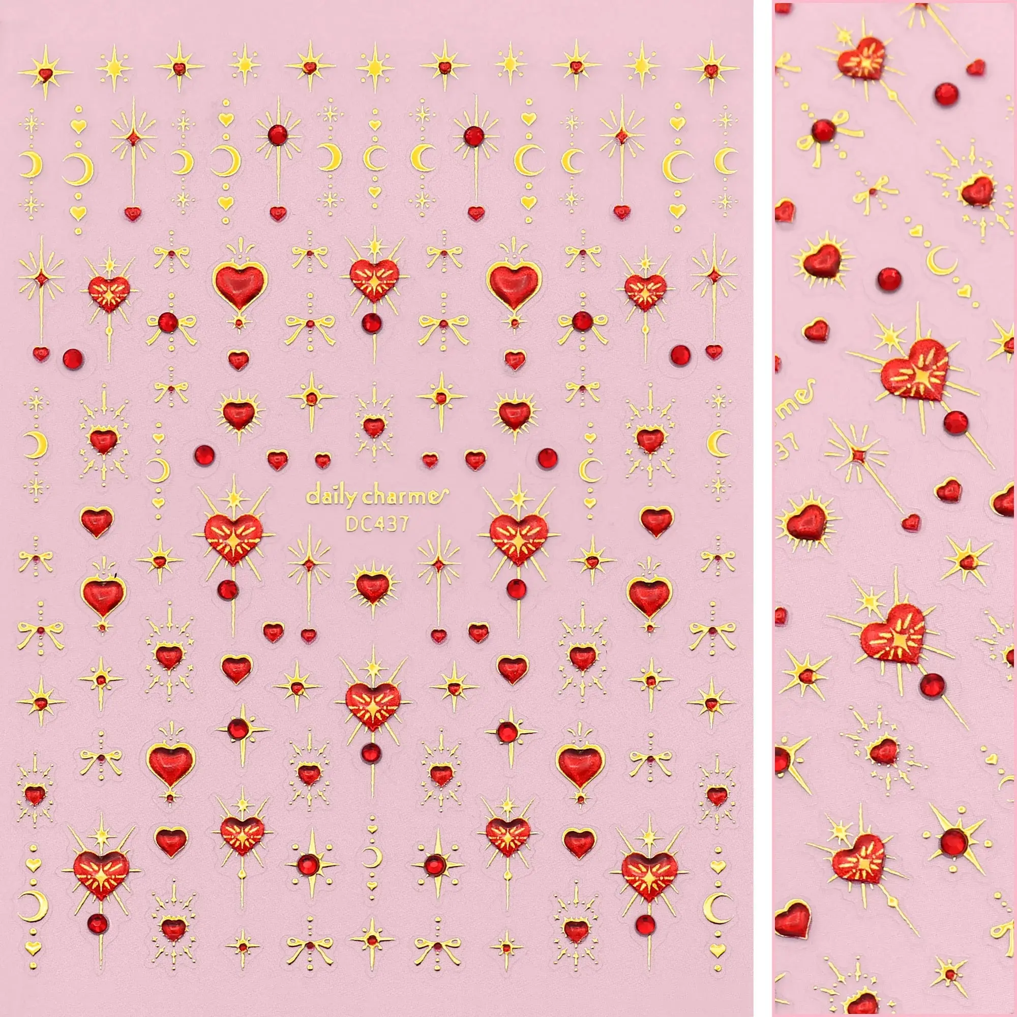 Valentine Bejeweled Nail Art Sticker Starcrossed Hearts