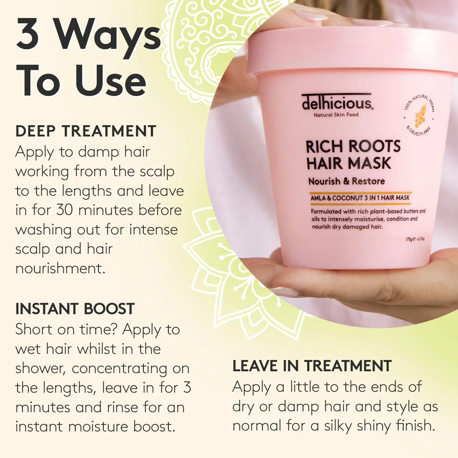 Rich Roots 3-in-1 Nourishing Hair Mask Amla & Coconut - Image 6