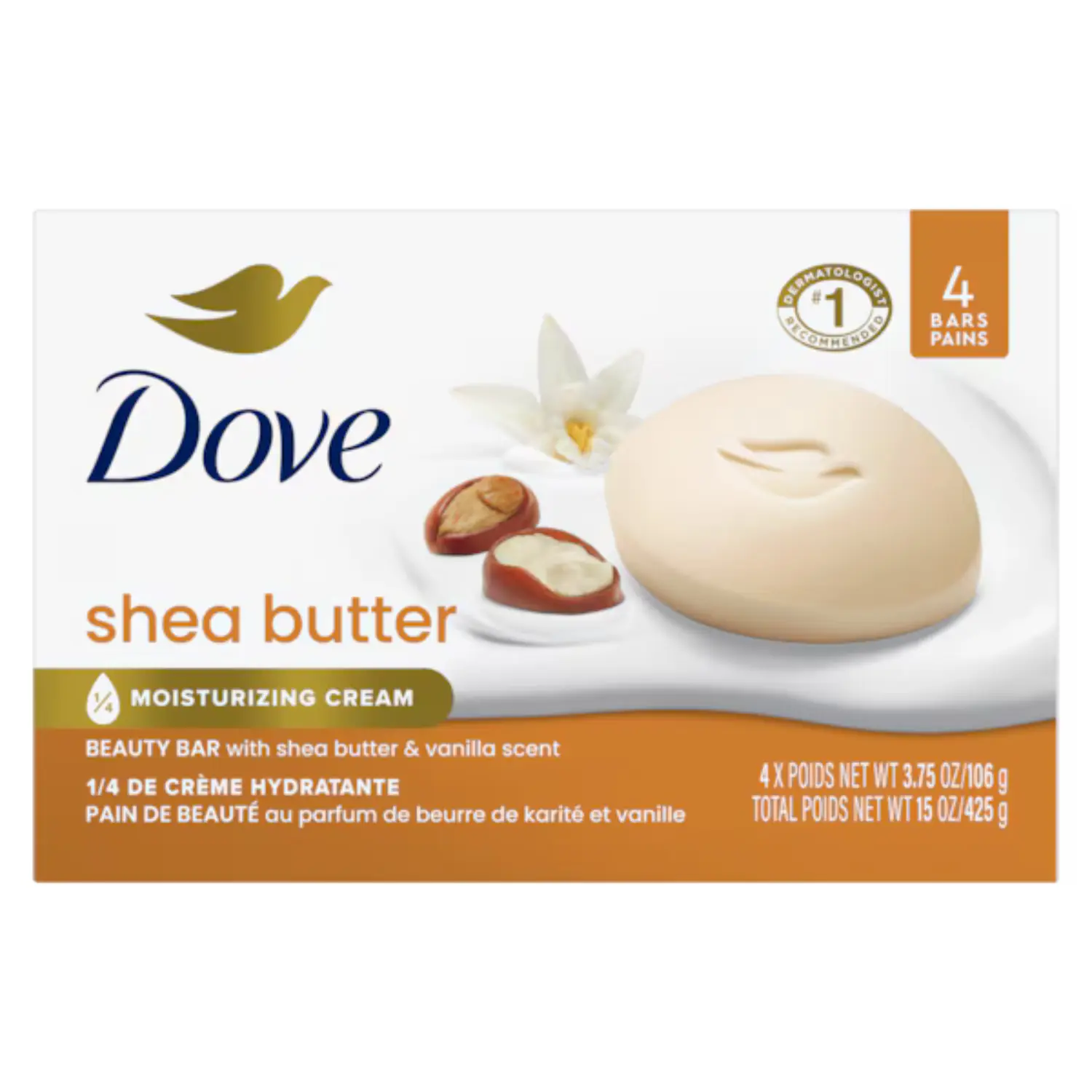 Pampering Shea Butter & Vanilla Beauty Bar 4-Pack