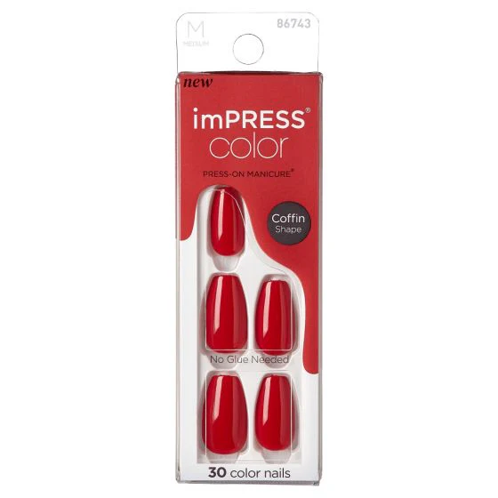 Impress Color Press-On Nails Coffin Reddy or Not