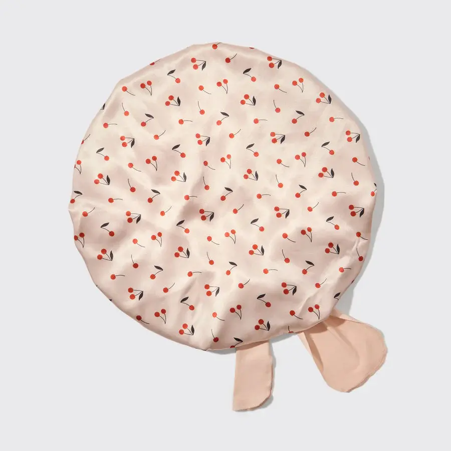 Adjustable Oversized Satin Bonnet Cherry Print - Image 3