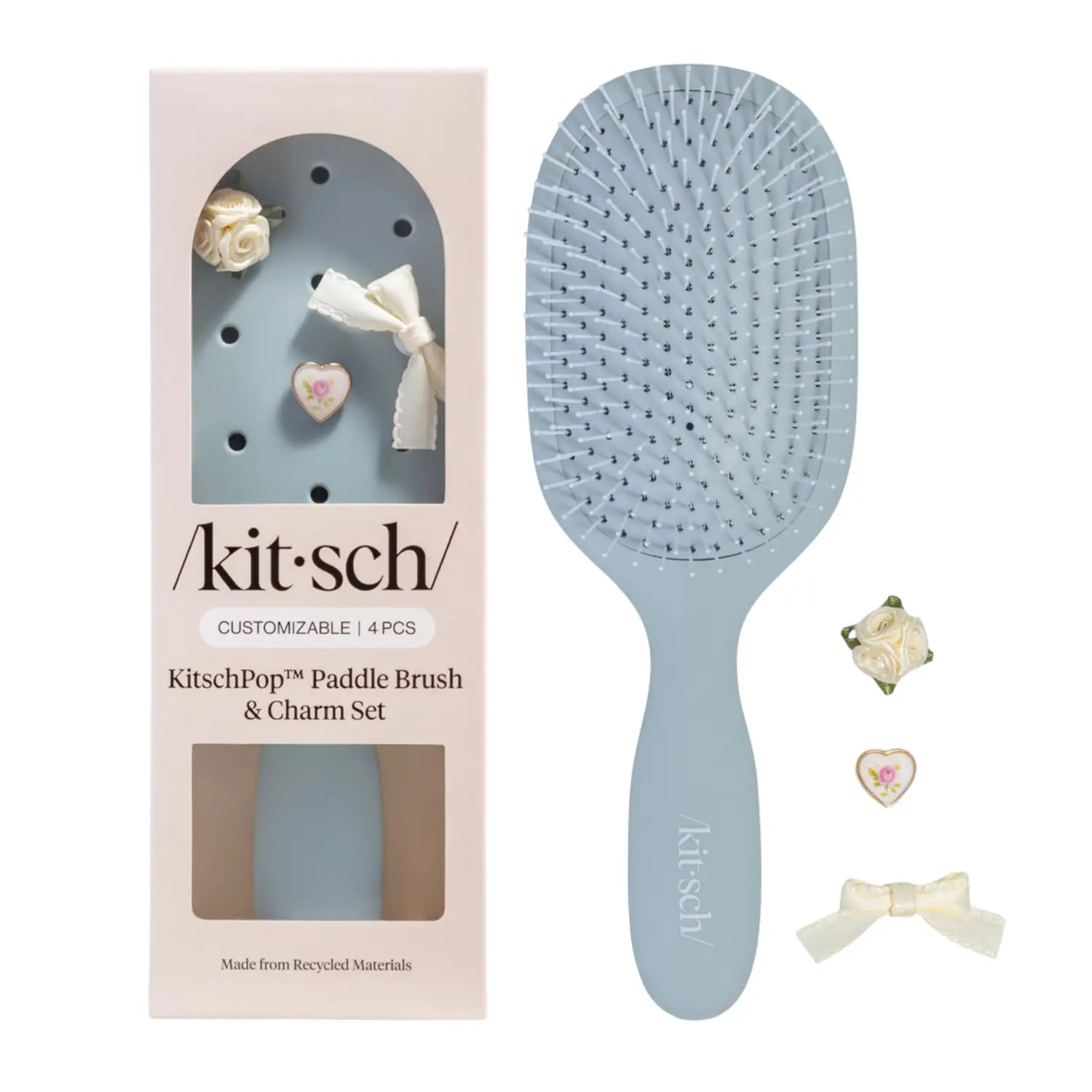 KitschPop Paddle Brush & Charm Set Haze Blue