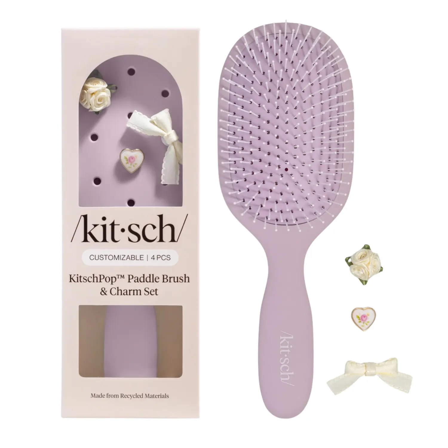 KitschPop Paddle Brush & Charm Set Soft Violet