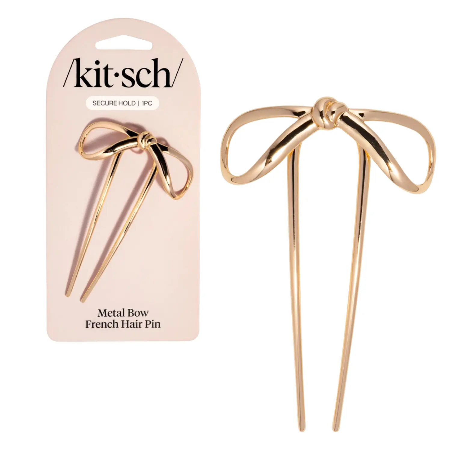 Metal Bow French Hair Pin Gold