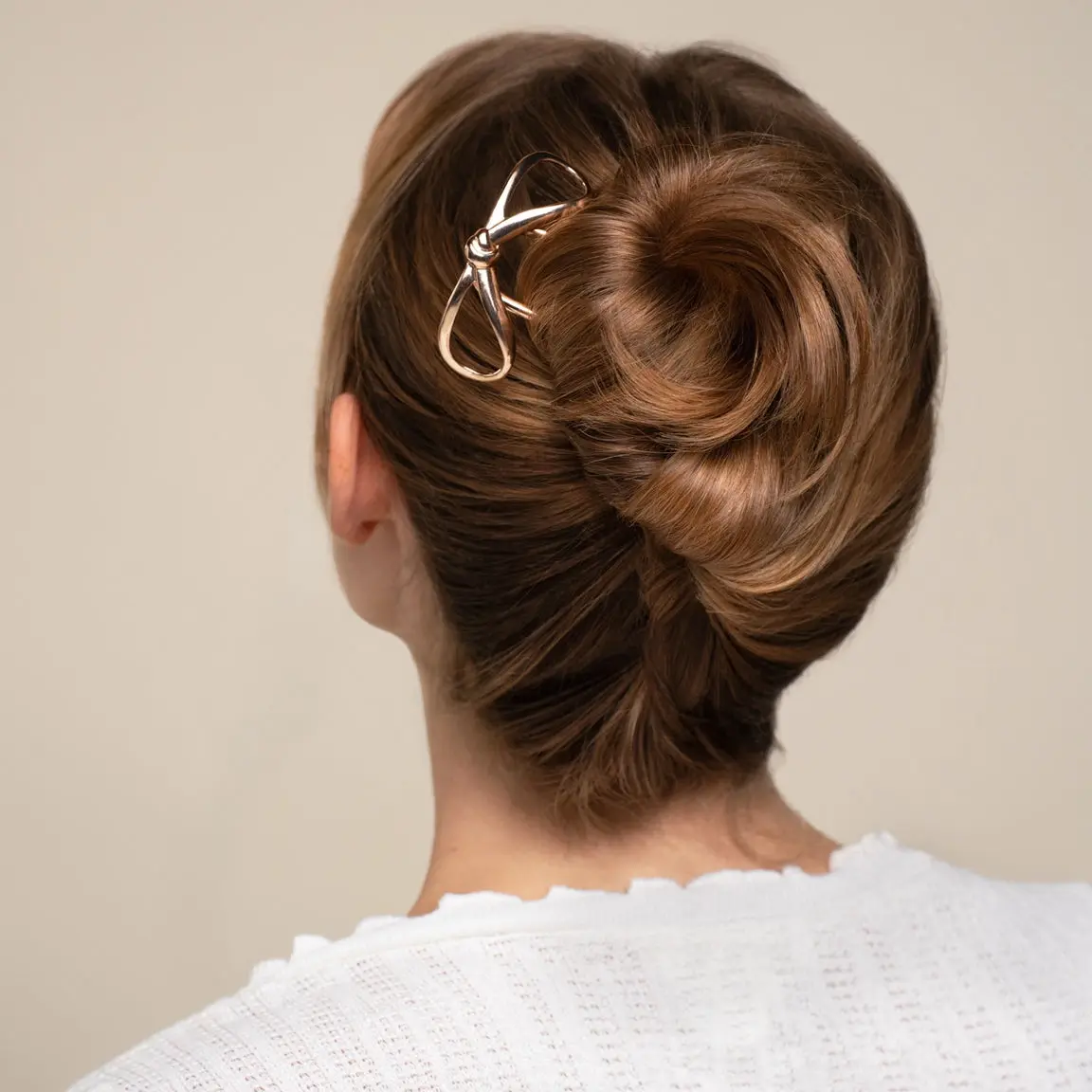 Metal Bow French Hair Pin Gold - Image 2