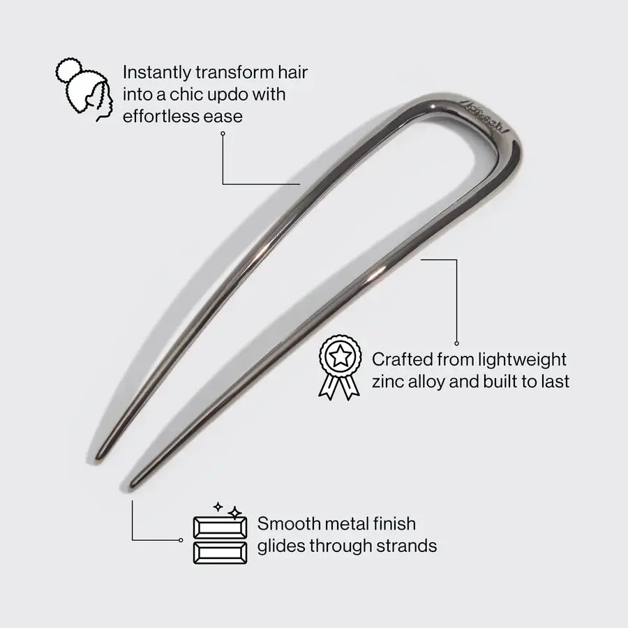 Metal French Hair Pin Hematite - Image 3
