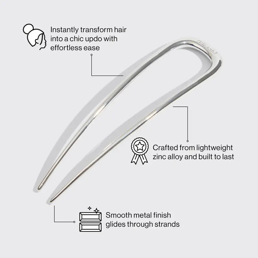 Metal French Hair Pin Silver - Image 4