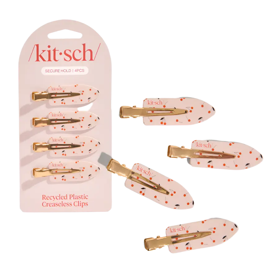 Recycled Plastic Creaseless Clips 4pc Set Cherry Print