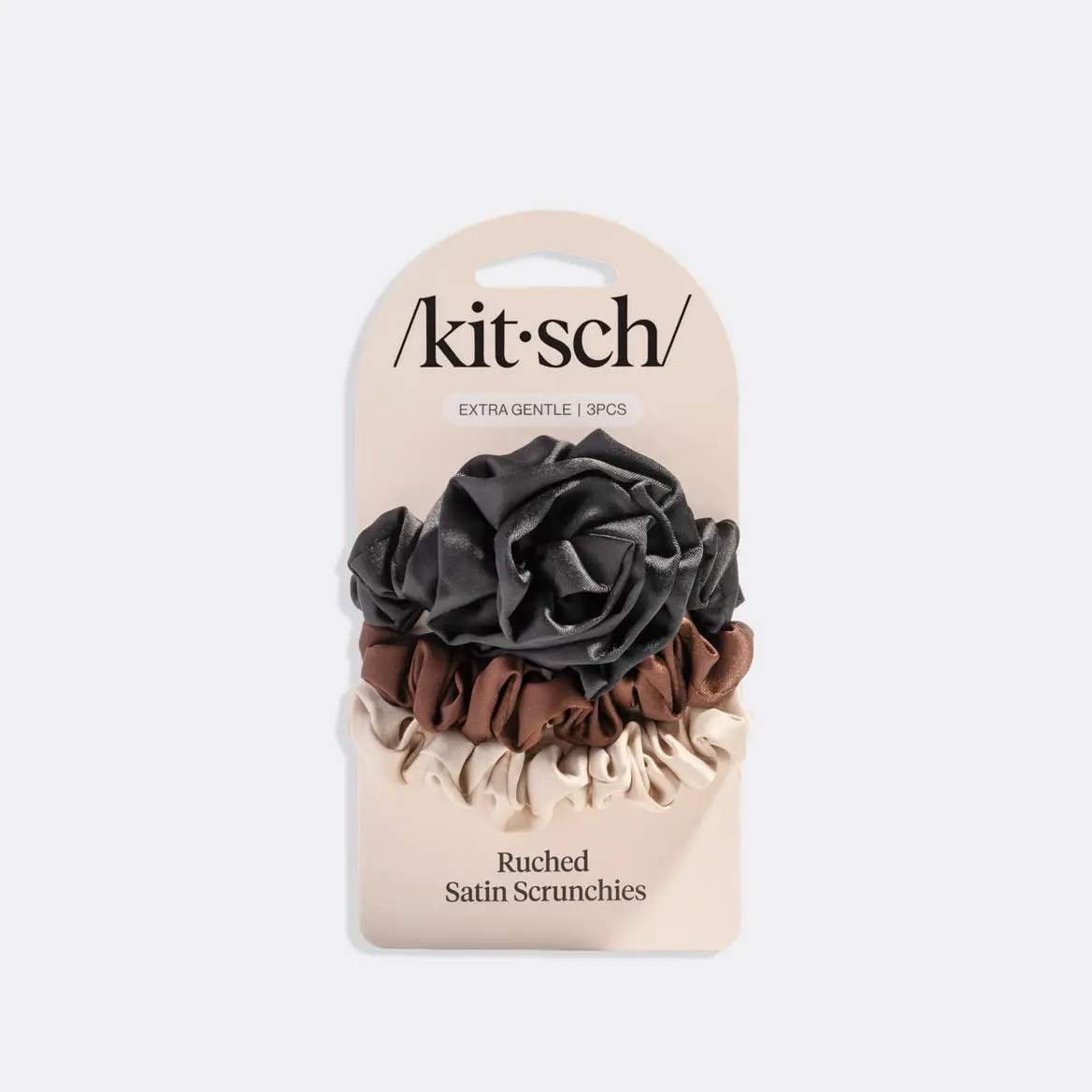 Ruched Satin Scrunchies Set Black - Image 6