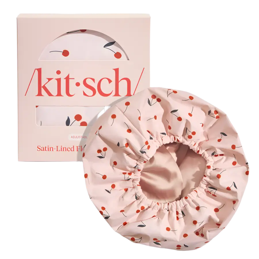 Satin-Lined Flexi Shower Cap Cherry Print
