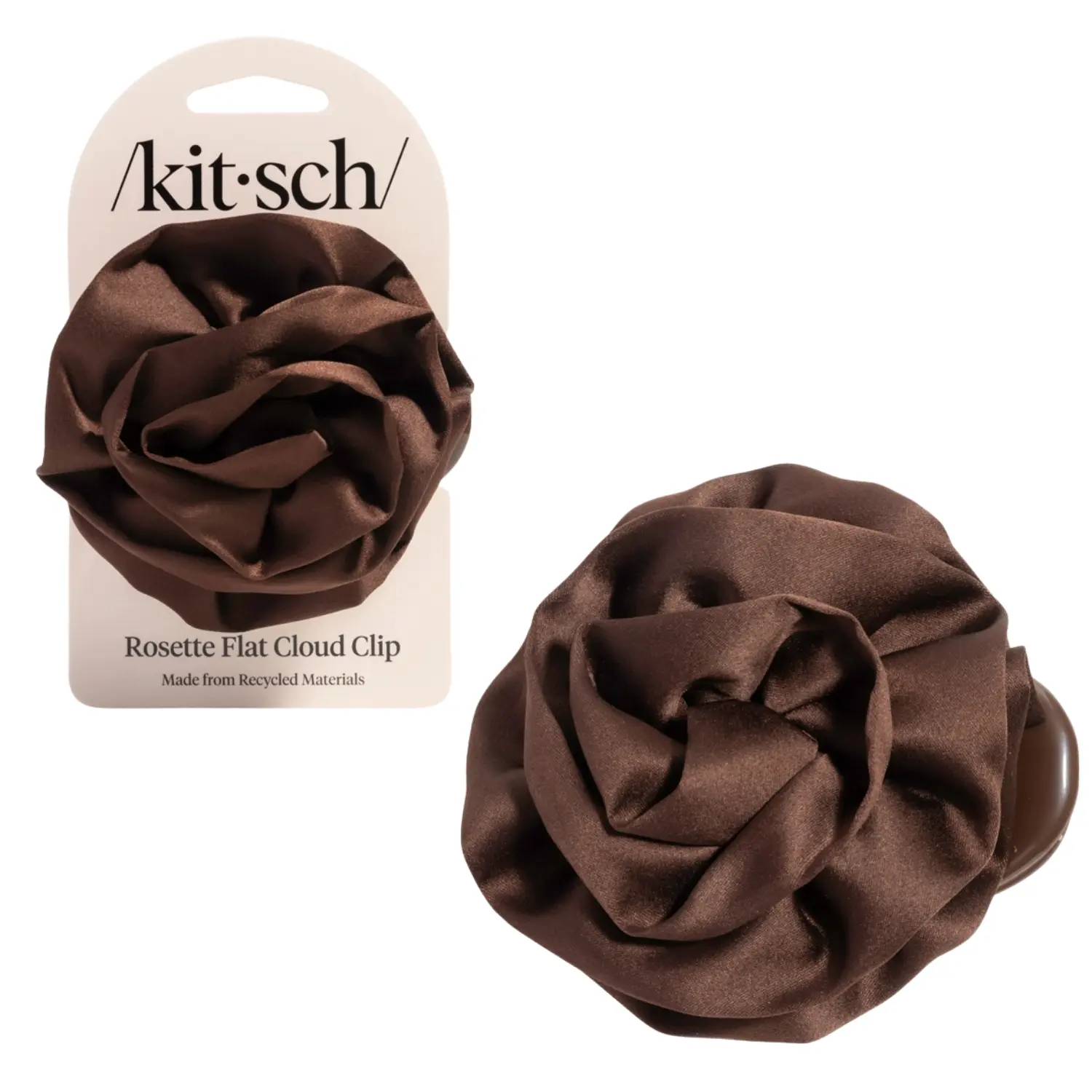 Satin Rosette Flat Cloud Clip Chocolate