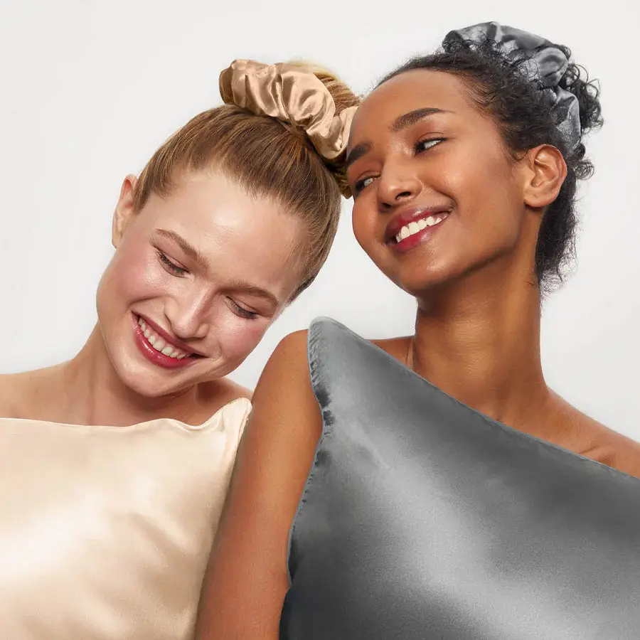 Satin Sleep Pillow Scrunchies Charcoal/Gold - Image 3