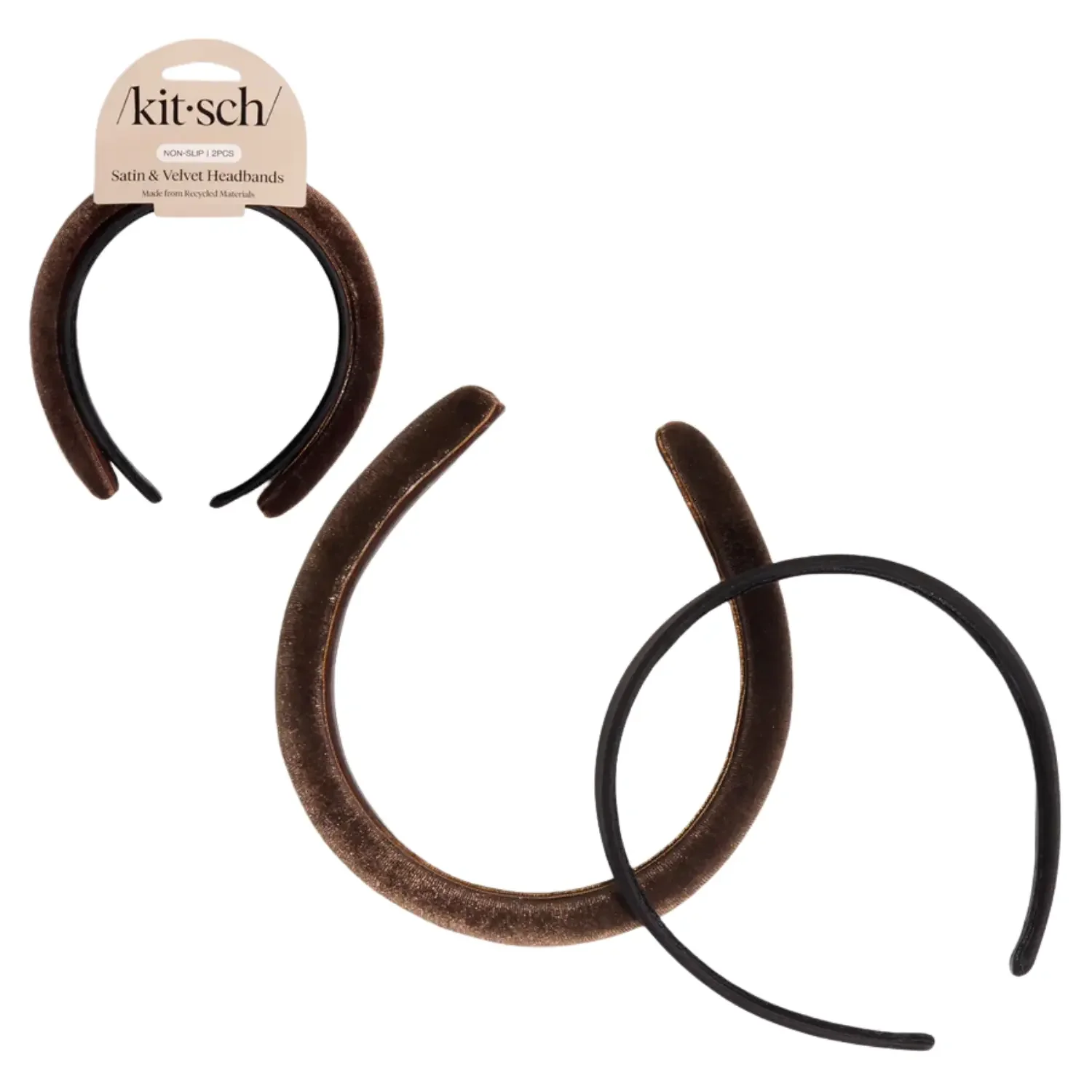 Satin & Velvet Headbands Black/Cocoa