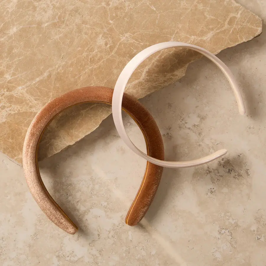 Satin & Velvet Headbands Creme & Caramel - Image 5
