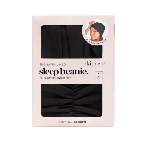 Sleep Beanie With Satin Lining Black - Image 2