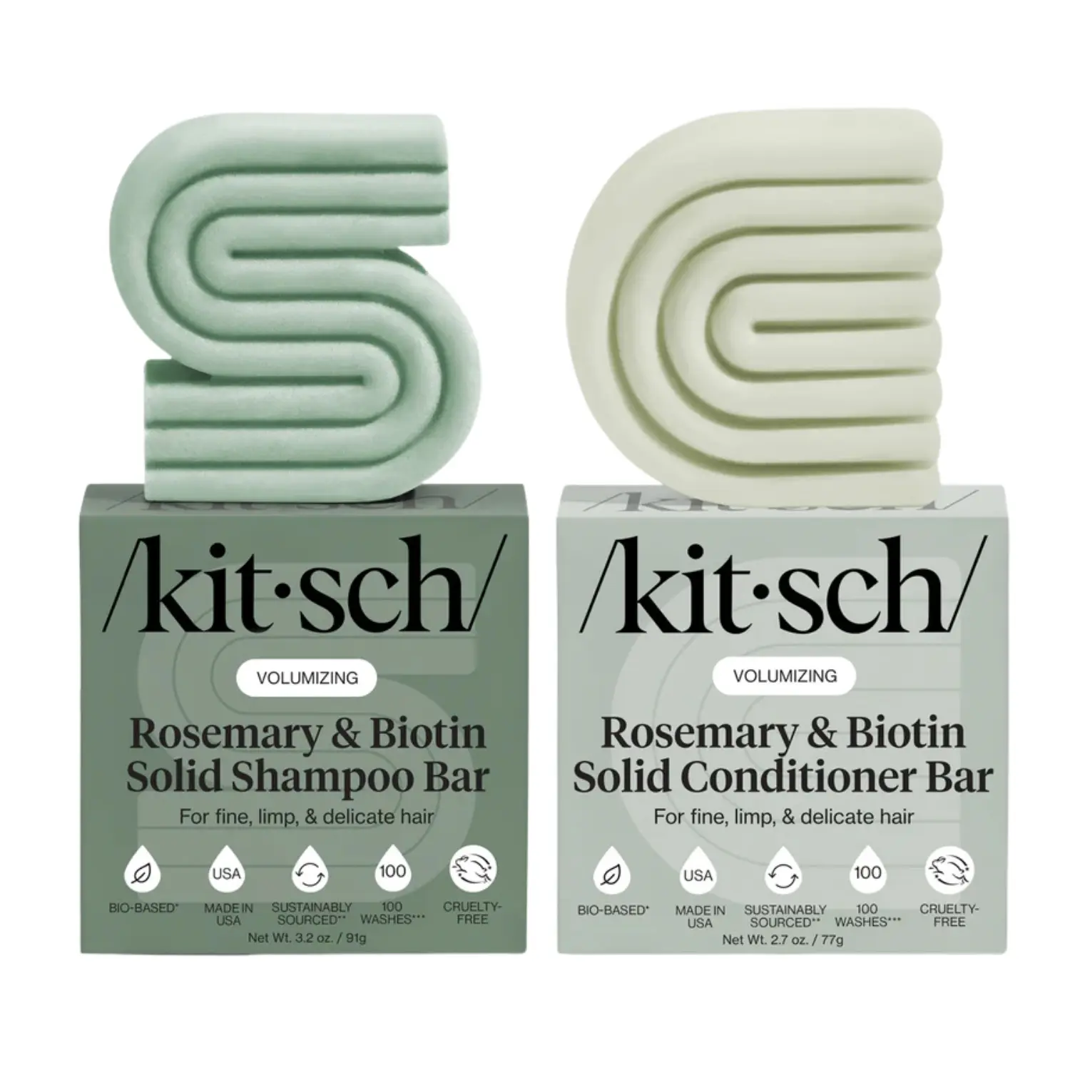 Volumizing Rosemary & Biotin Shampoo & Conditioner Bar Set