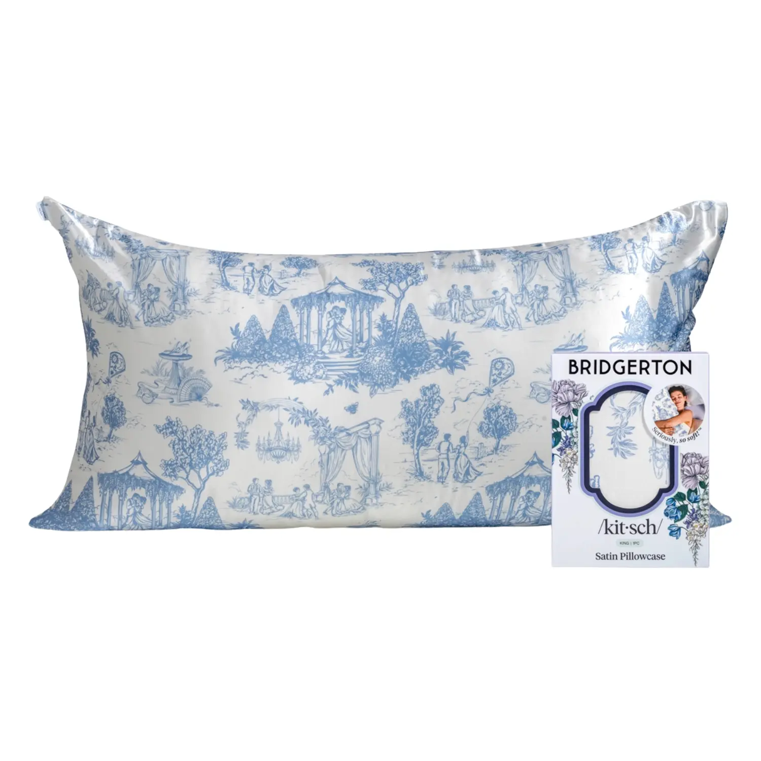 x Bridgerton Satin Pillowcase Garden Toile King