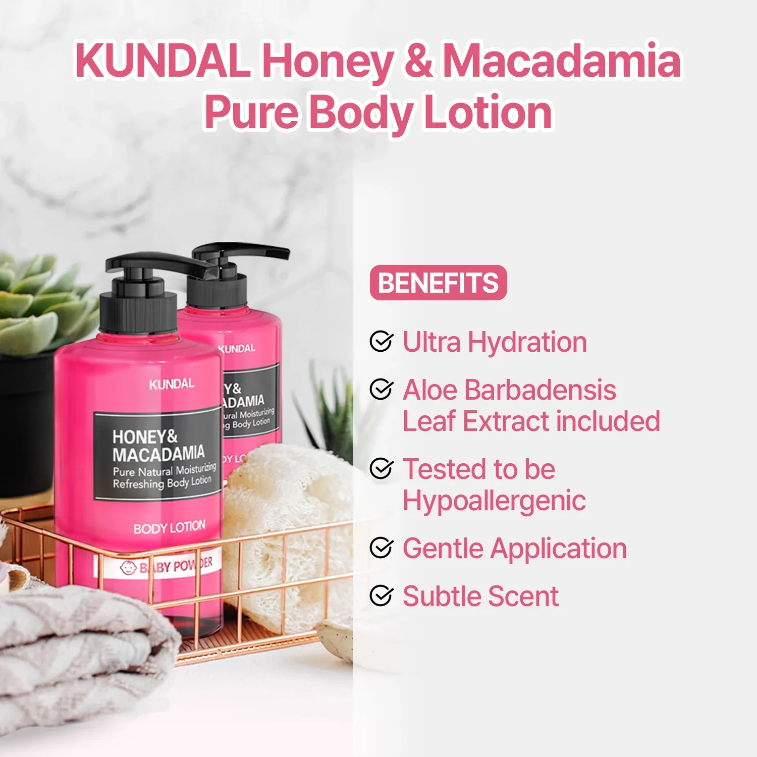 Honey & Macadamia Pure Body Lotion Baby Powder - Image 2