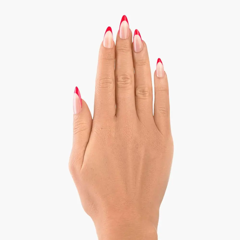Almond Red French Nails - Image 3