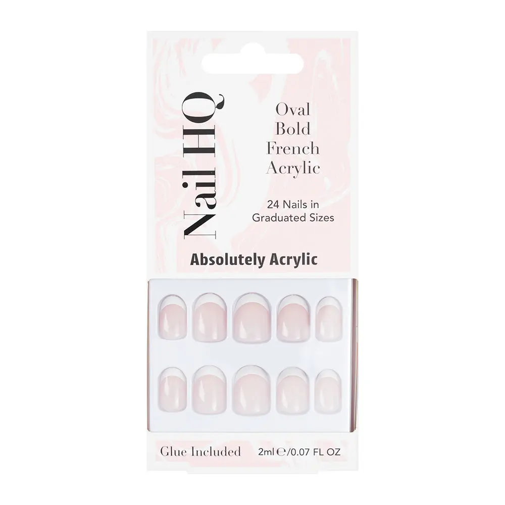 Oval Bold French Acrylic Nails - Image 4