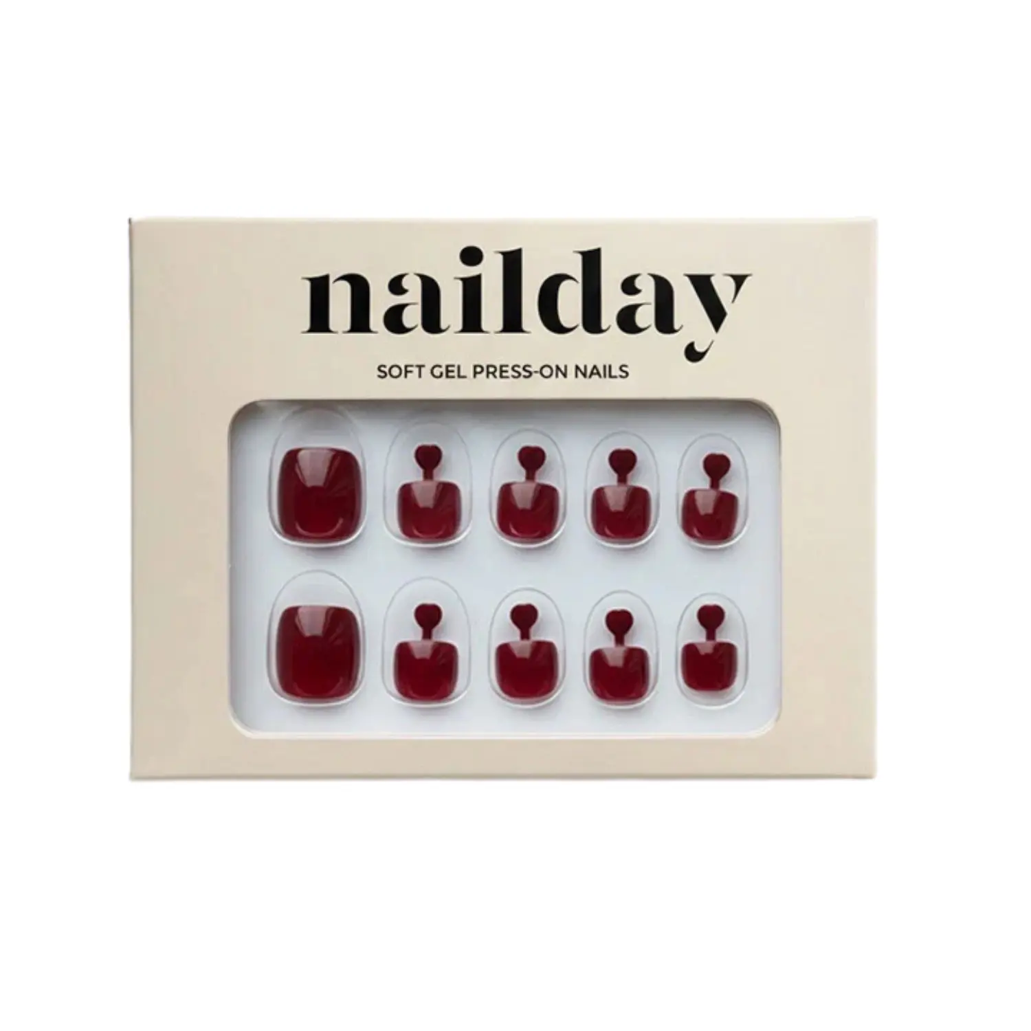 Soft Gel Press-On Toe Nails Wine