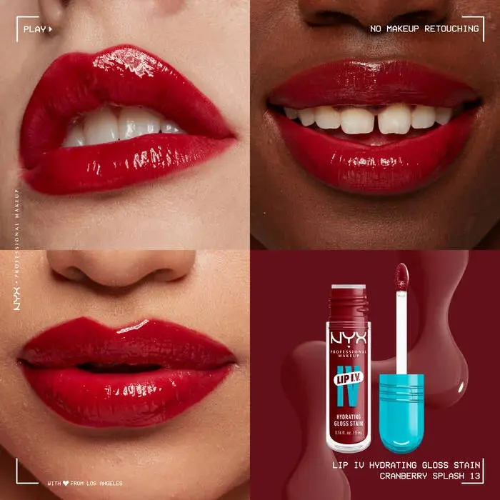 Lip IV Hydrating Lip Gloss Cranberry Splash - Image 3