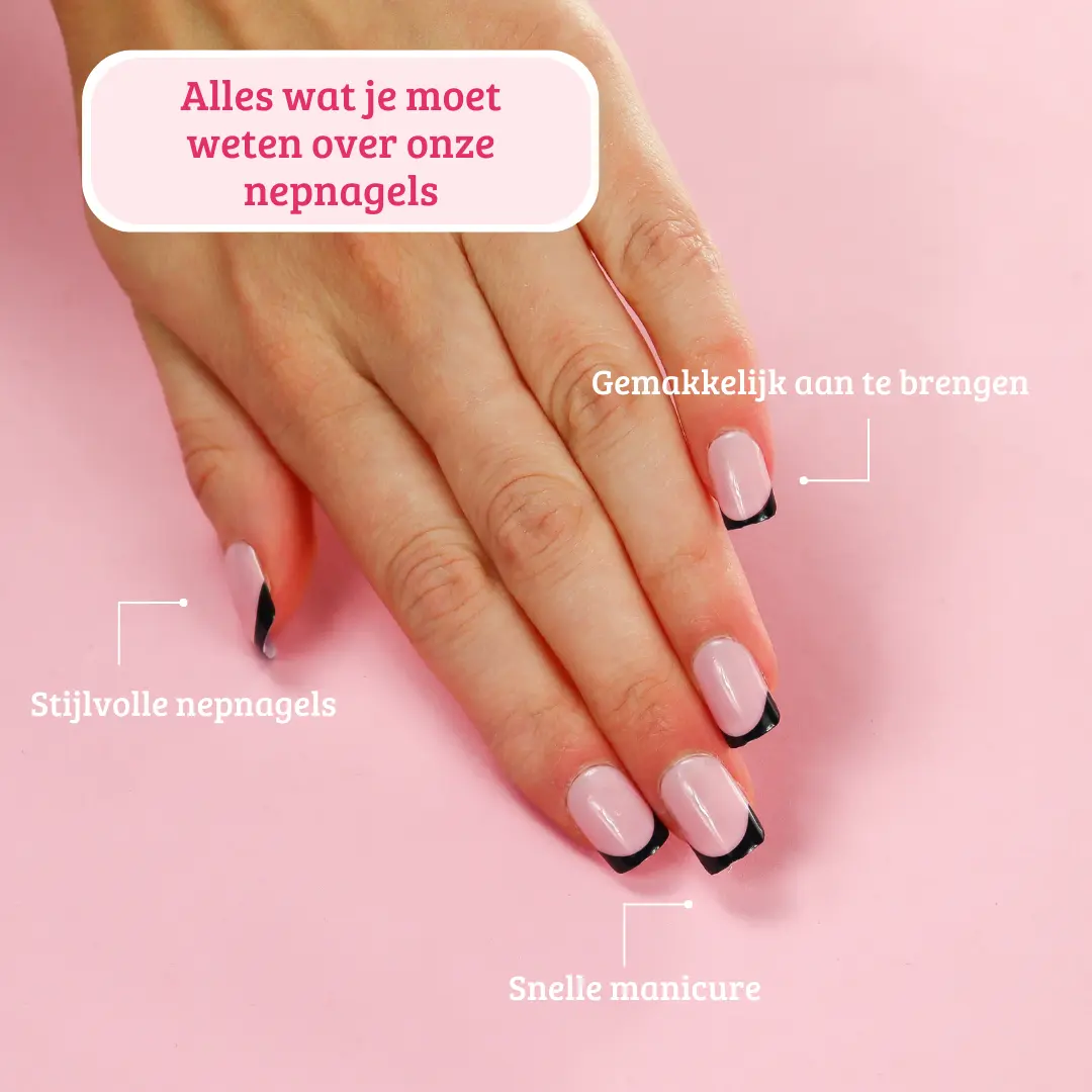 Press On French Nails Black / Pink - Image 9