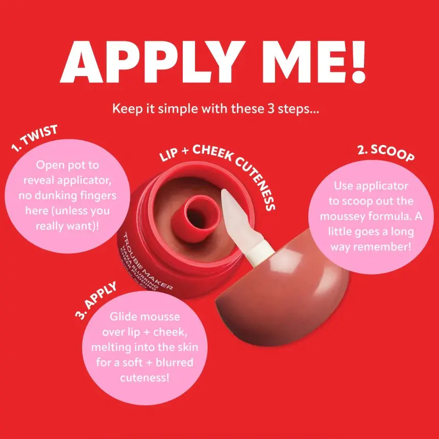 Little Pudding Blurring Lip & Cheek Mousse Kimmi Coral Pink - Image 3