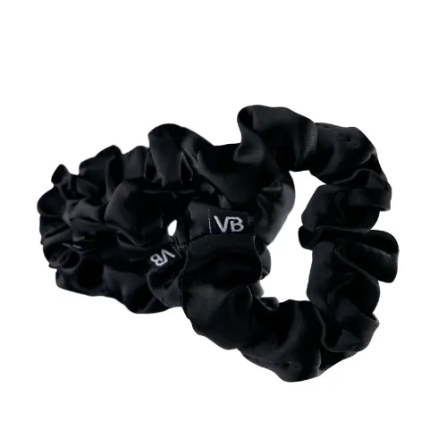 Big Satin Scrunchies Black 6 Pieces